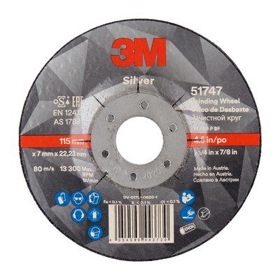 3M™ Silver Schruppscheibe, 115 mm x 7,0 mm x 22 mm, Typ 27 3M™ Silver Schruppscheibe, 115 mm x 7,0 mm x 22 mm, Typ 27